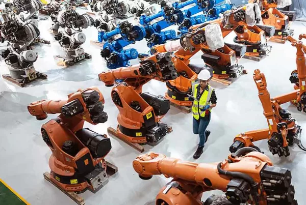 erp-female-engineer-installs-a-program-on-a-robotics